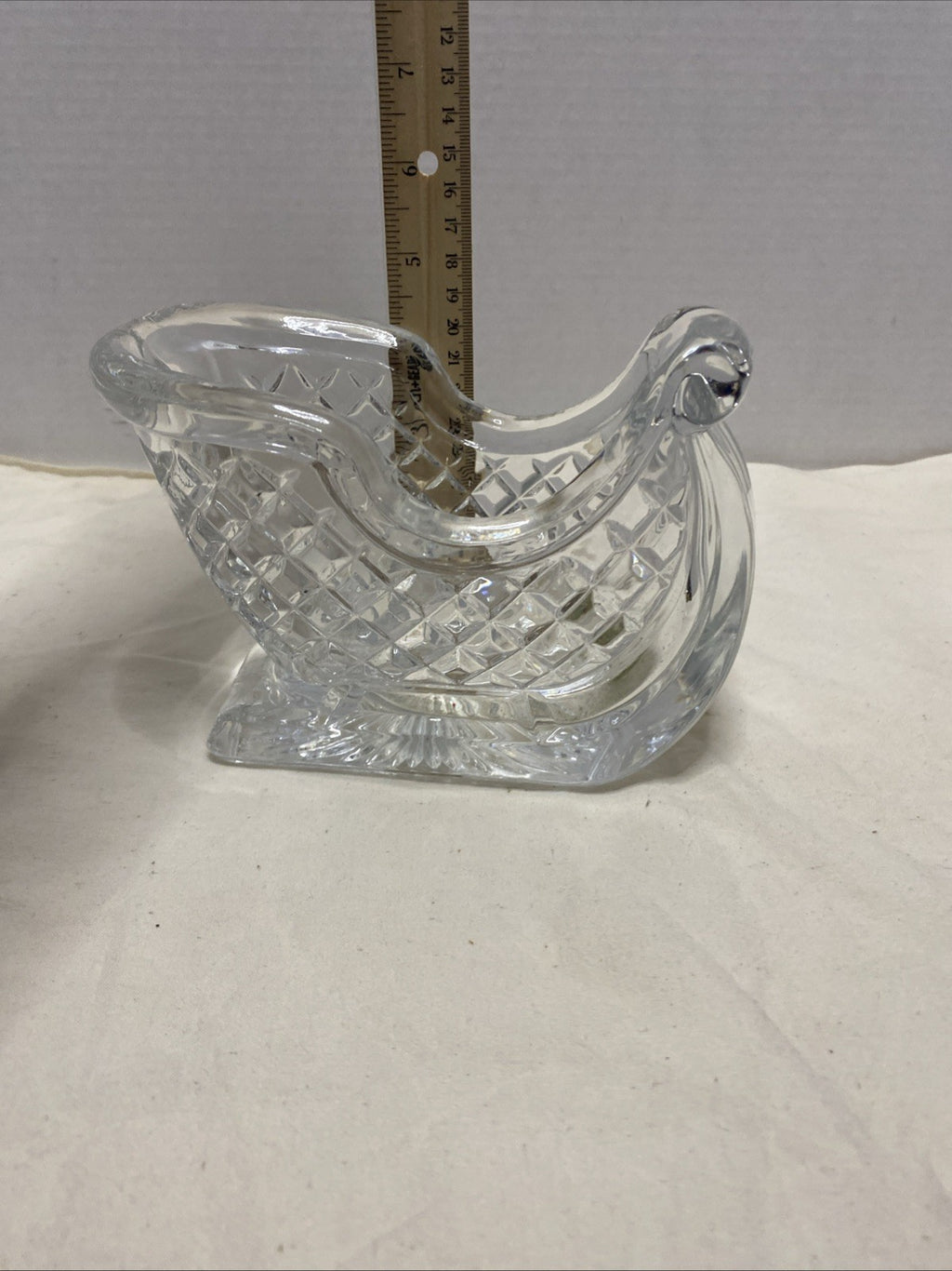 Vintage Crystal Glass Christmas Santa Sleigh/ Sled Candy Dish