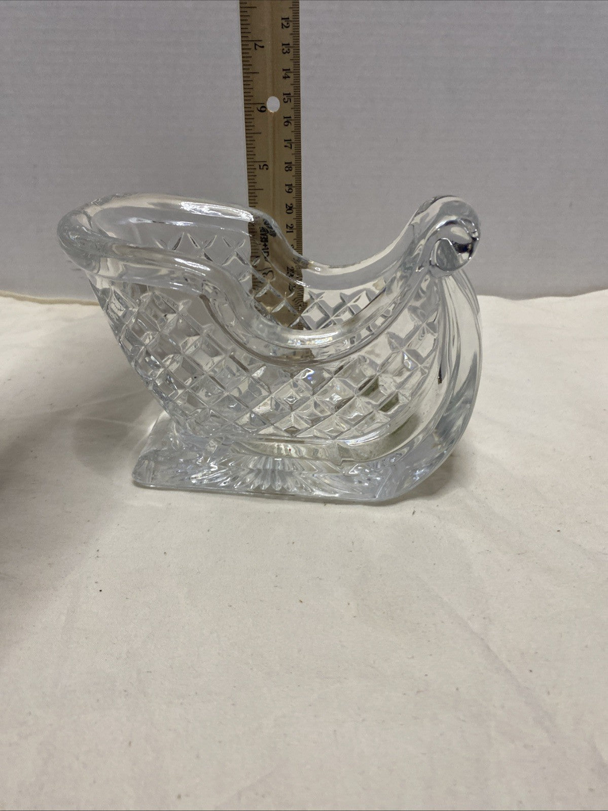Vintage Crystal Glass Christmas Santa Sleigh/ Sled Candy Dish