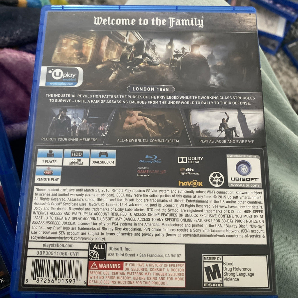 Assassin's Creed Syndicate - Limited Edition (PS4, 2015) Good Condition Works