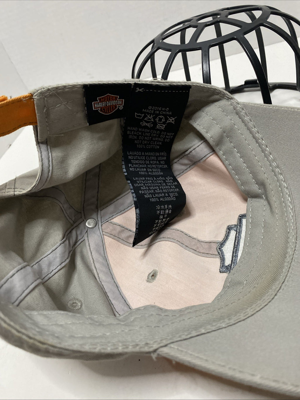 Genuine Harley Davidson Trucker Baseball Cap Orange Gray/Rhinestones