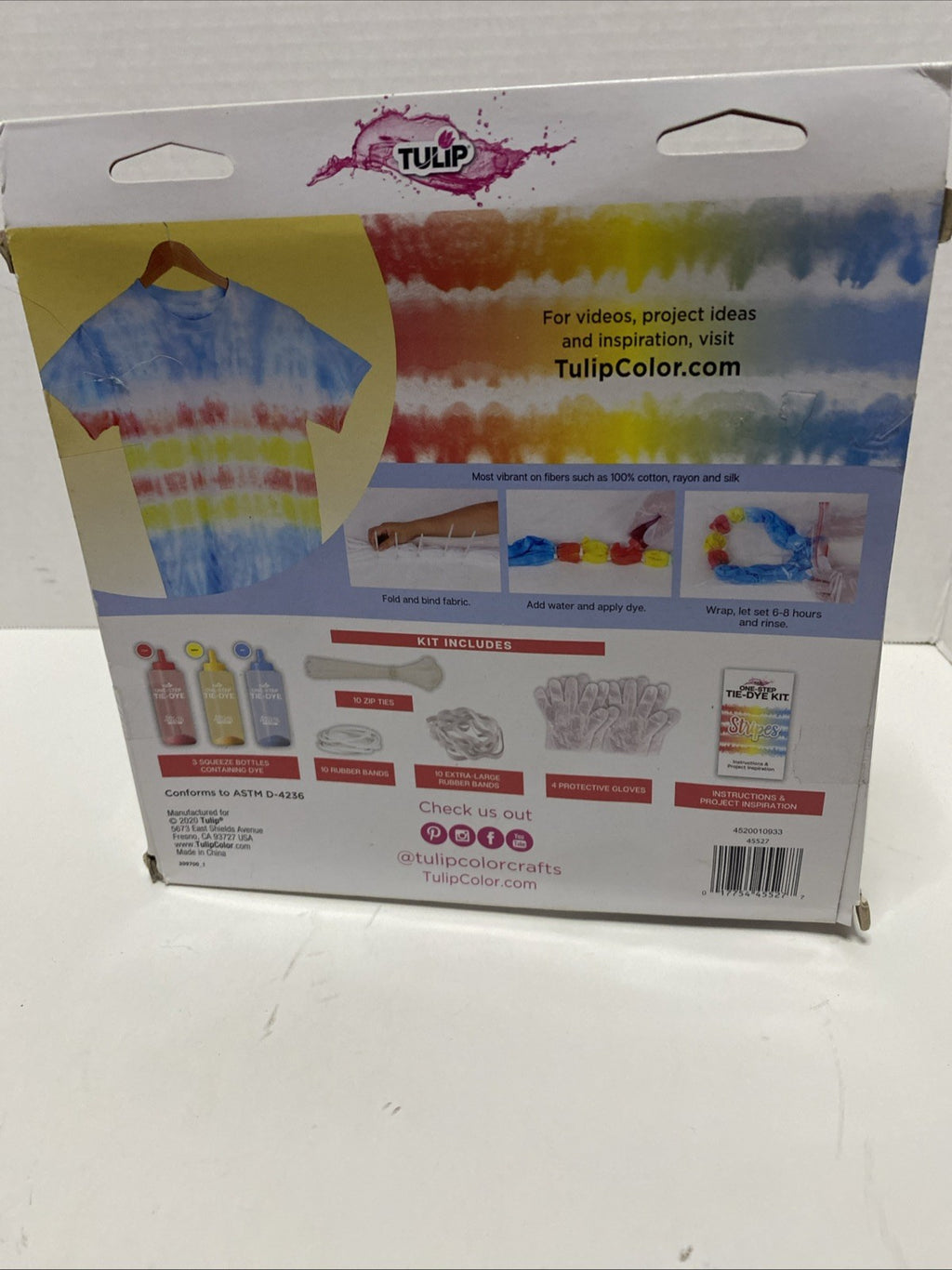 Tulip One-Step Tie-Dye Kit, Stripes, (Coral, Yellow, and Sky Blue) - 38 Pieces