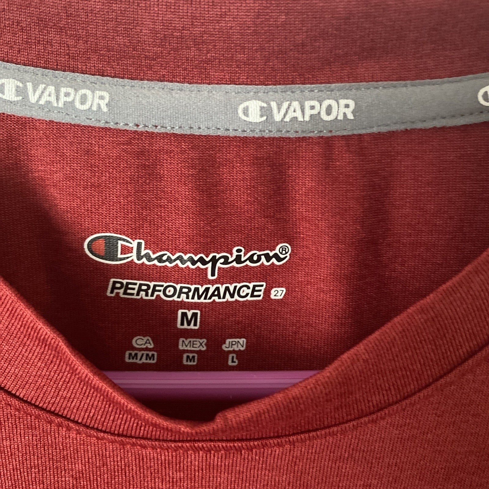 Champion Red Short Sleeve Gray Logo Heavyweight Cotton Shirt Sz M