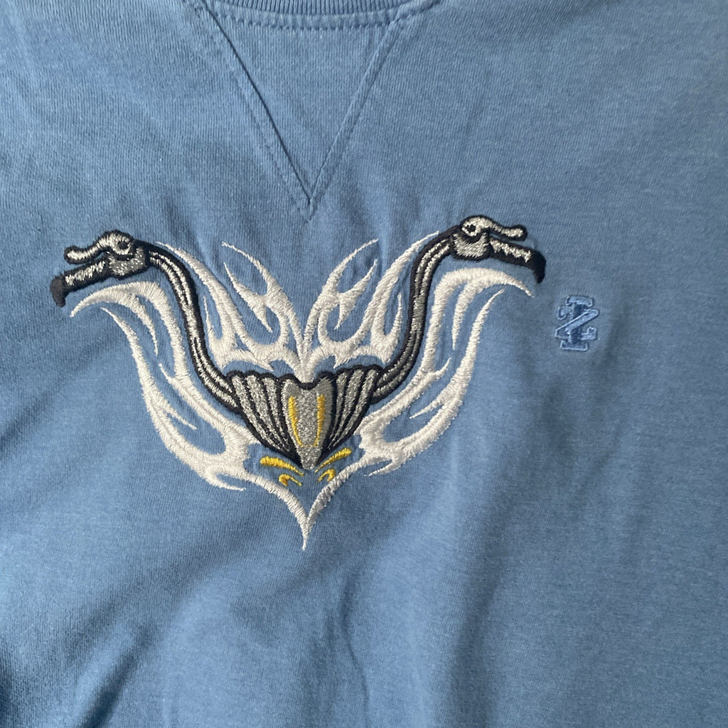 Izod long sleeve blue shirt embroidered motorcycle handles size small