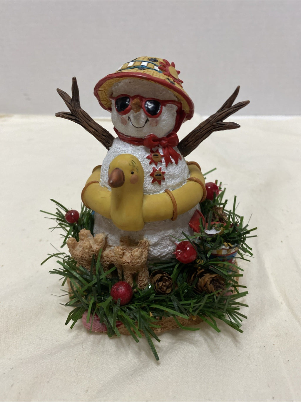 Simson 12 Month Snowman "August" Resin Simson Giftware Decor Musical Figurine