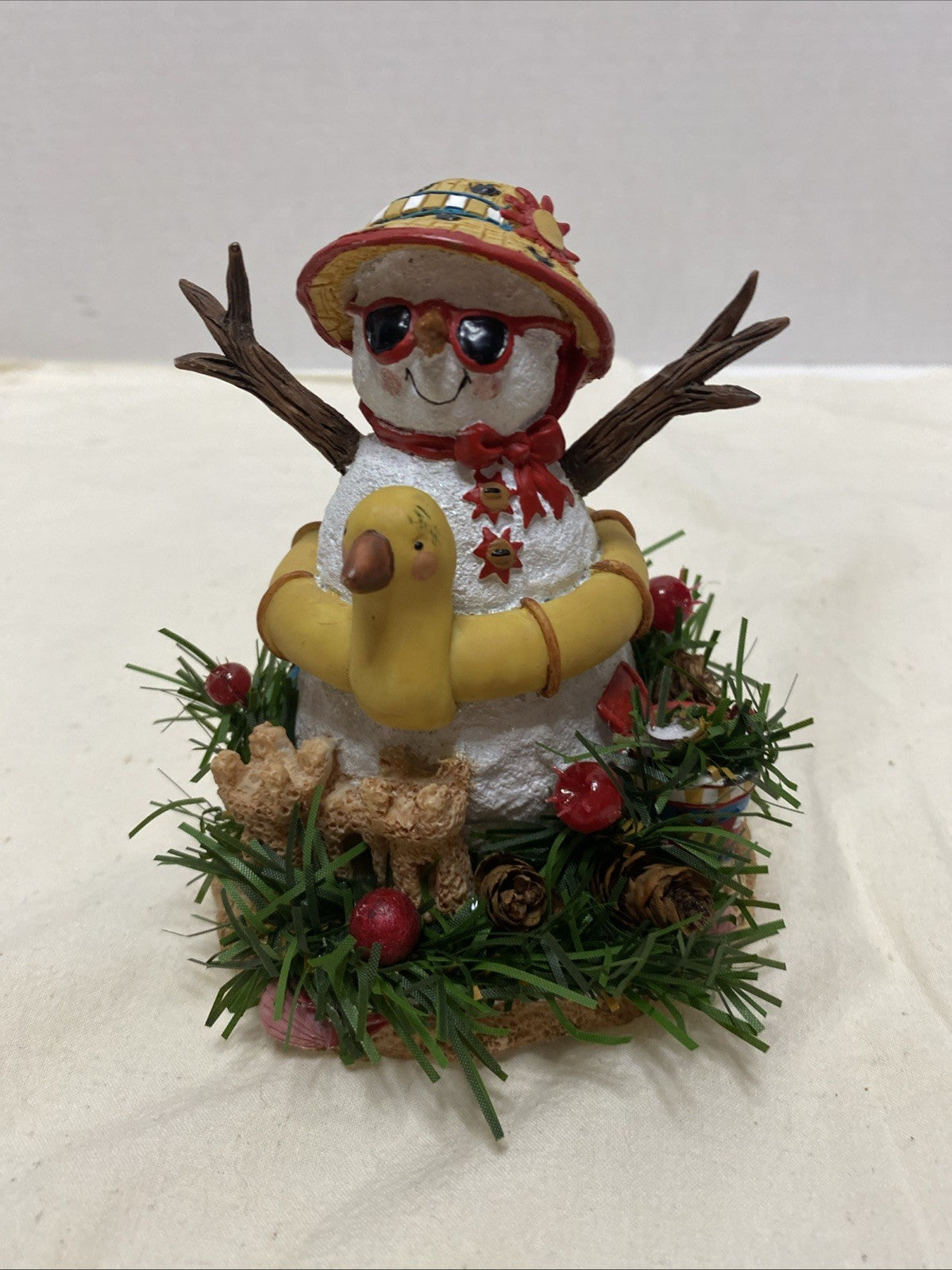 Simson 12 Month Snowman "August" Resin Simson Giftware Decor Musical Figurine
