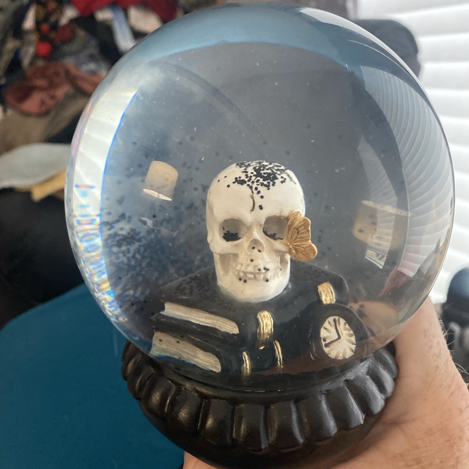 Skull On Books Snow globe