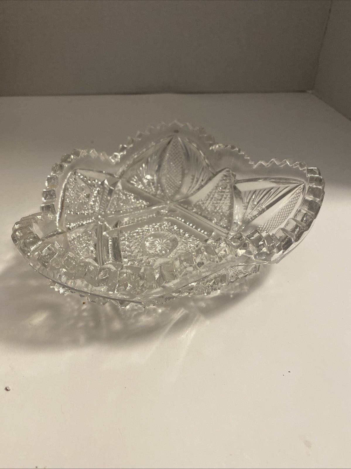  American Brilliant Imperial  Pattern 212 Star Heart Shaped Crystal Candy Dish 