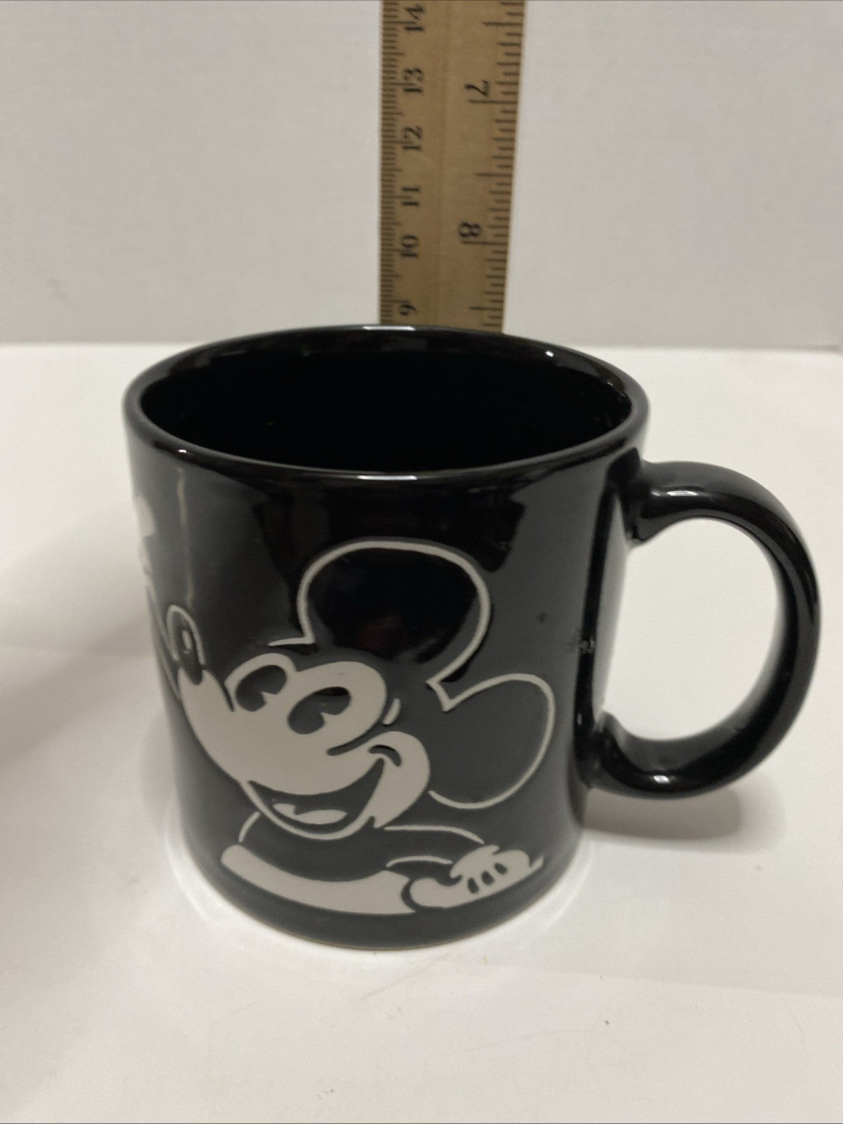 Disney Etched Mickey Mouse Black White 3D Print Coffee Mug Cup 12oz Retro Look
