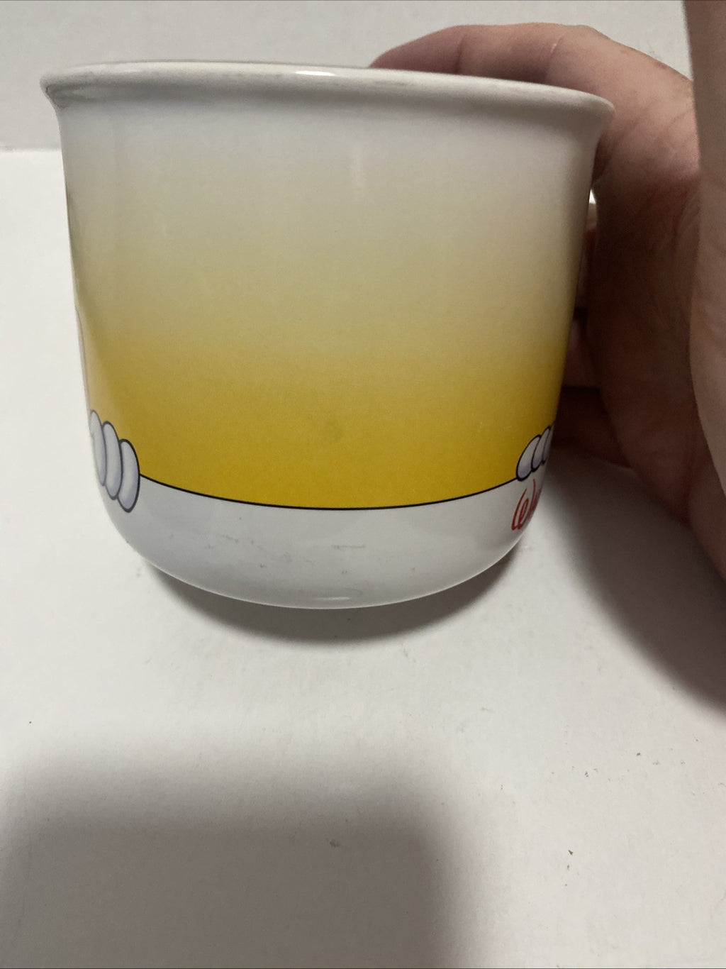 Disney Mickey Mouse Coffee Mug Yellow White Black Interior WDW Ceramic