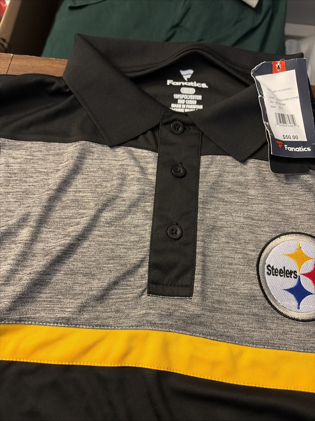 Fanatics NFL Pittsburgh Steelers XLT Short Sleeve Polo NWT
