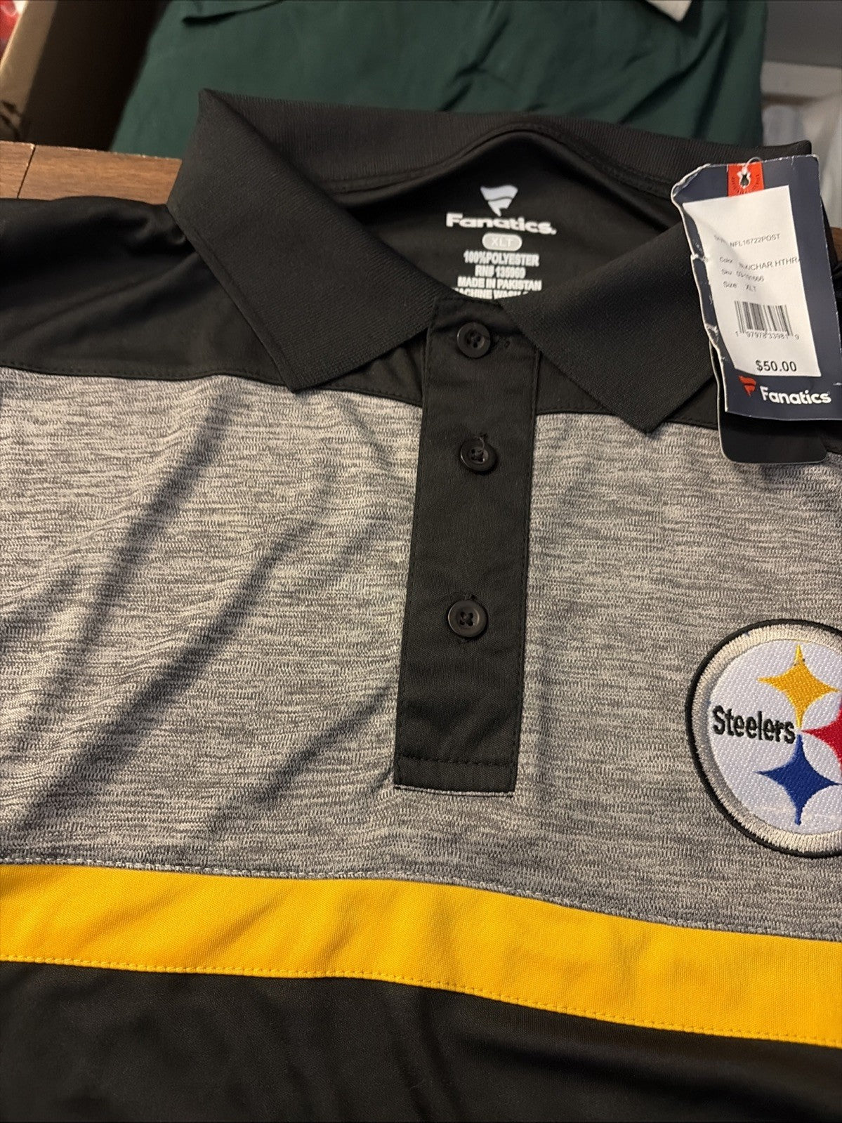 Fanatics NFL Pittsburgh Steelers XLT Short Sleeve Polo NWT