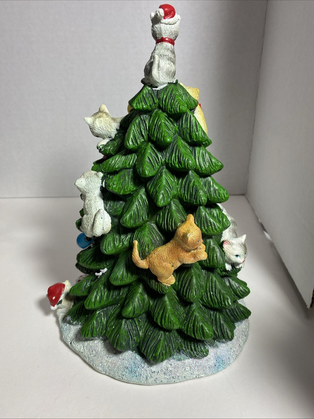 Kitty Holiday Christmas Tree Lakeside Collection Light Up Table Top Decor 9”