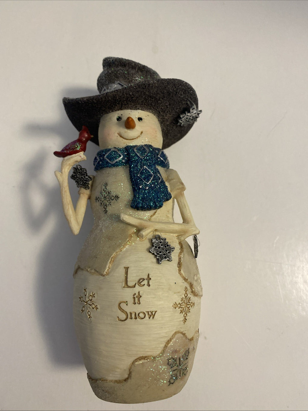 Birchhearts Let it Snow - 6" Snowman Holding Snowflakes and Cardinal