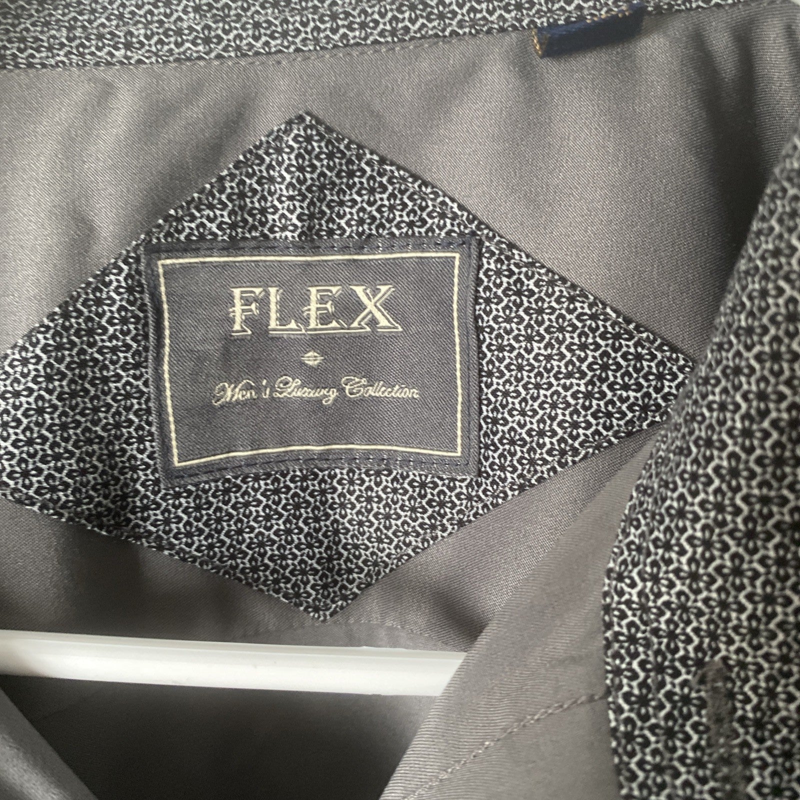 Flex Button Down Shirt M Mens Long Sleeve Dress Shirt Satin Feel Dark Gray