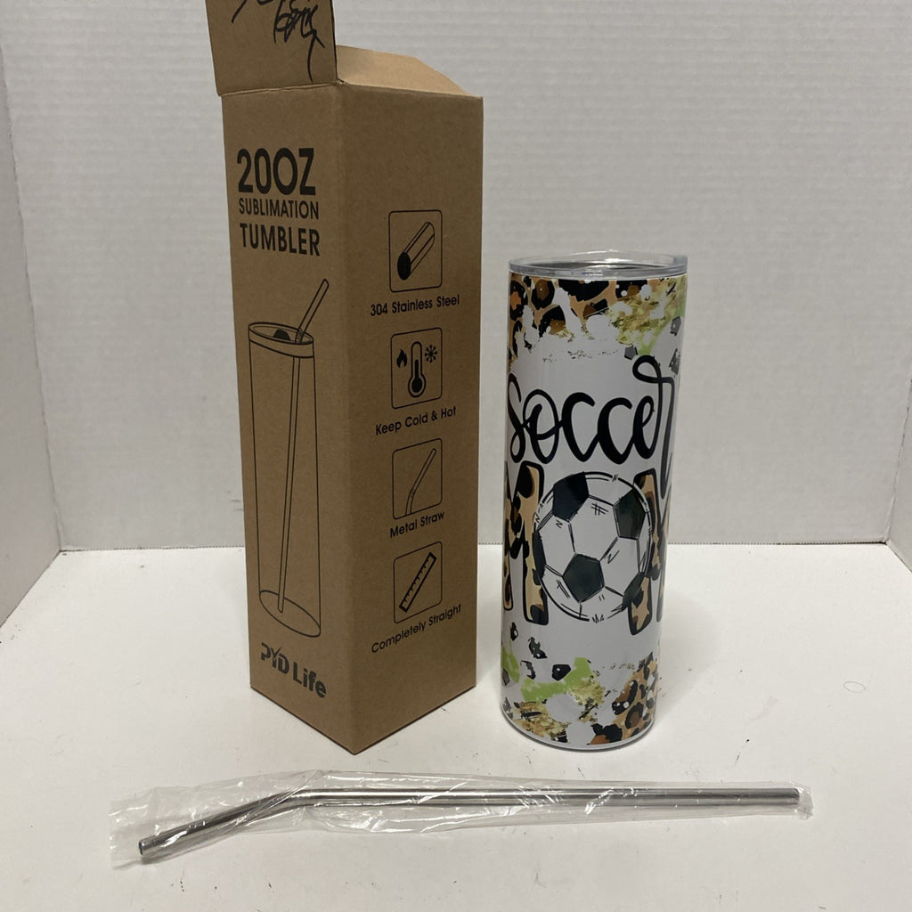 PID Life 20 Oz Sublimation Tumbler  Soccer Mom metal straw