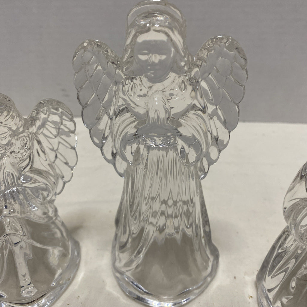 Princess House Nativity Set Lead Crystal Lot 3 Vintage Glass Standing Angel Pray