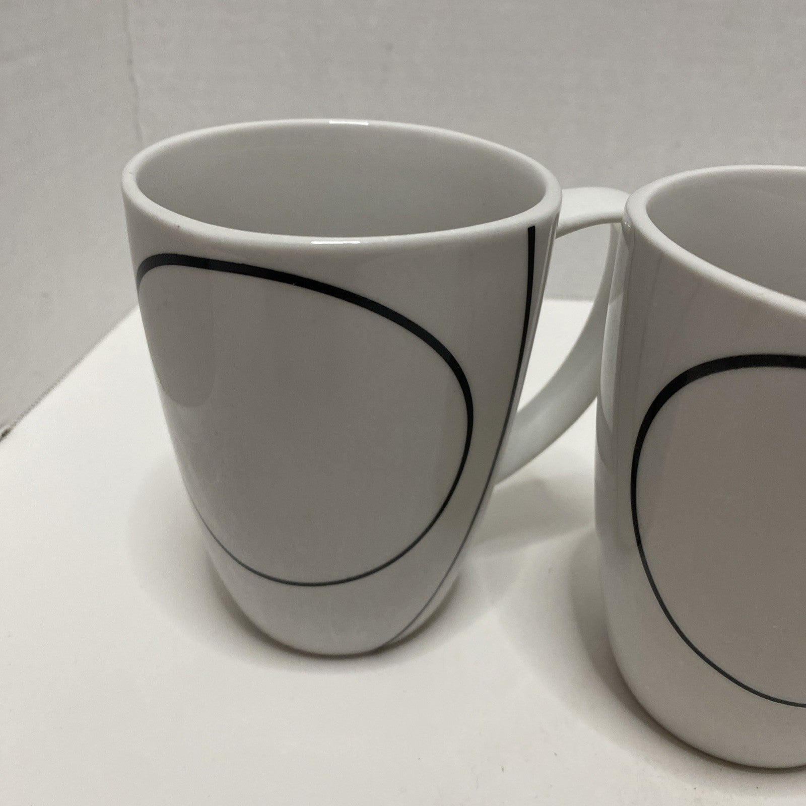 Corelle Coordinates Set of 4 Porcelain SIMPLE LINES Black & White Coffee Mugs
