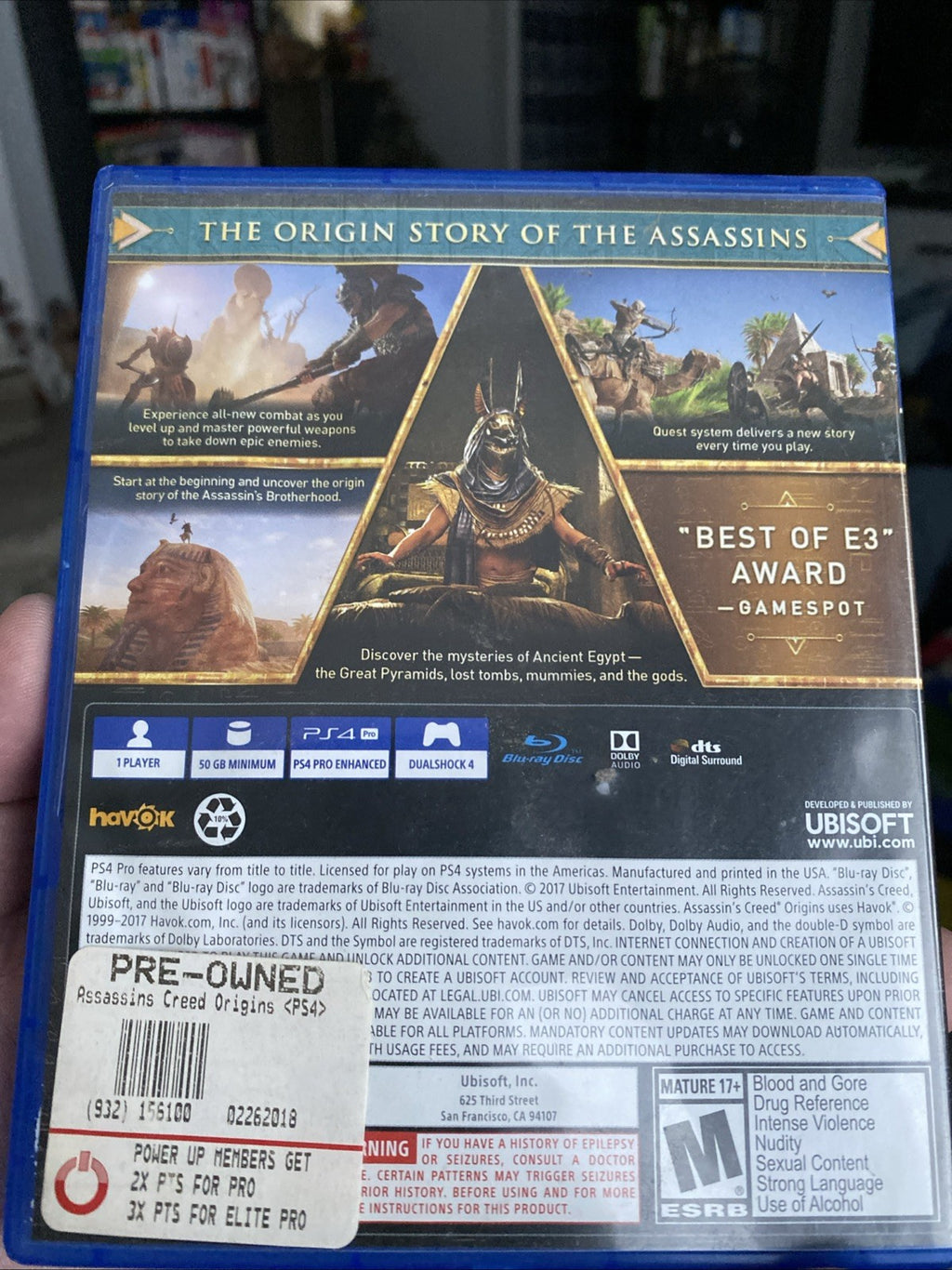 Assassin's Creed Origins Sony PlayStation 4 Game with Case