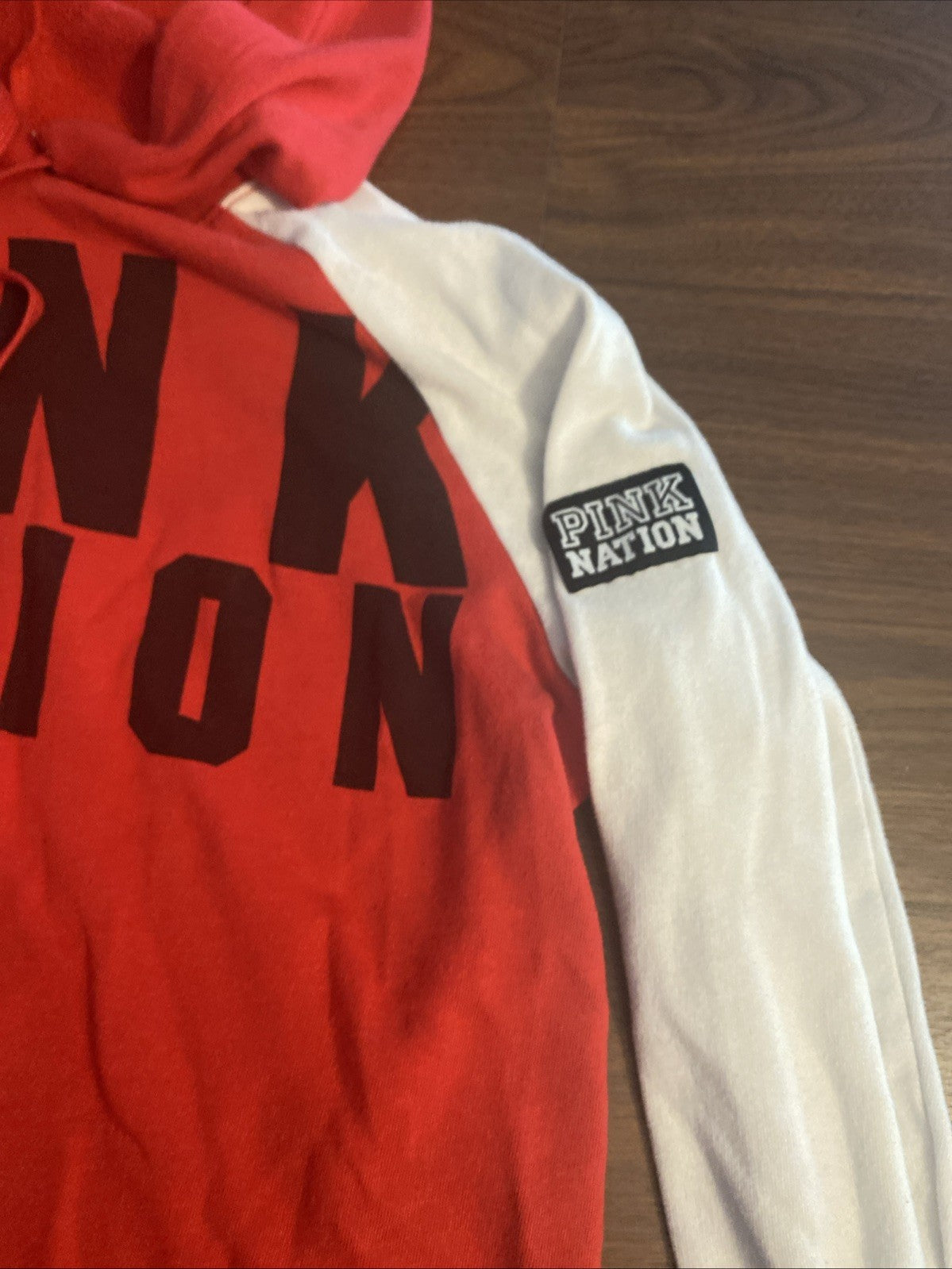 Pink pink nation midriff sweatshirt hoodie long sleeve woman size medium