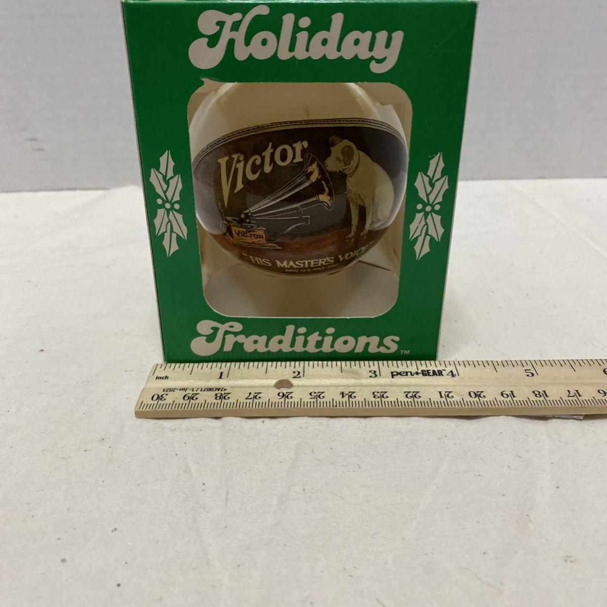 Rare 1987 Vtg Holiday Traditions Victor His Masters Voice Gramophone Ornament 