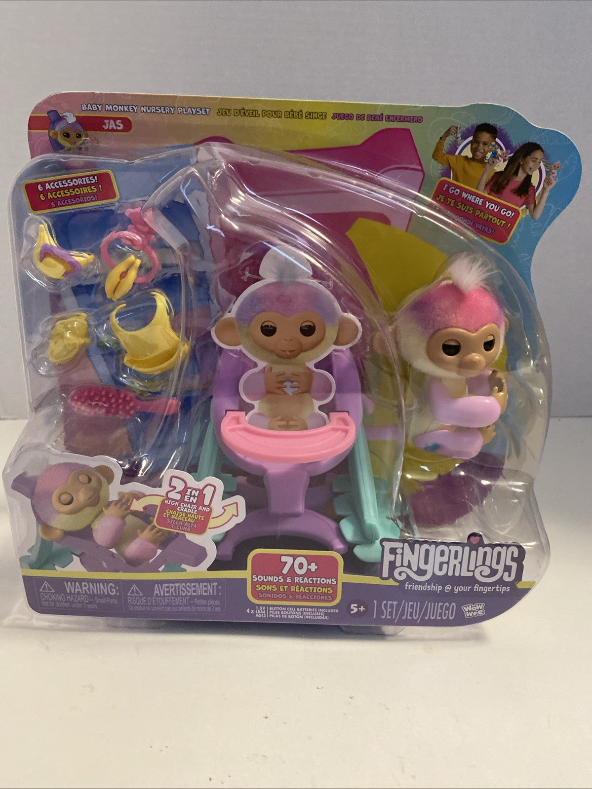 Fingerlings Interactive Baby Monkey Nursery Playset Jas 2-in-1 NEW