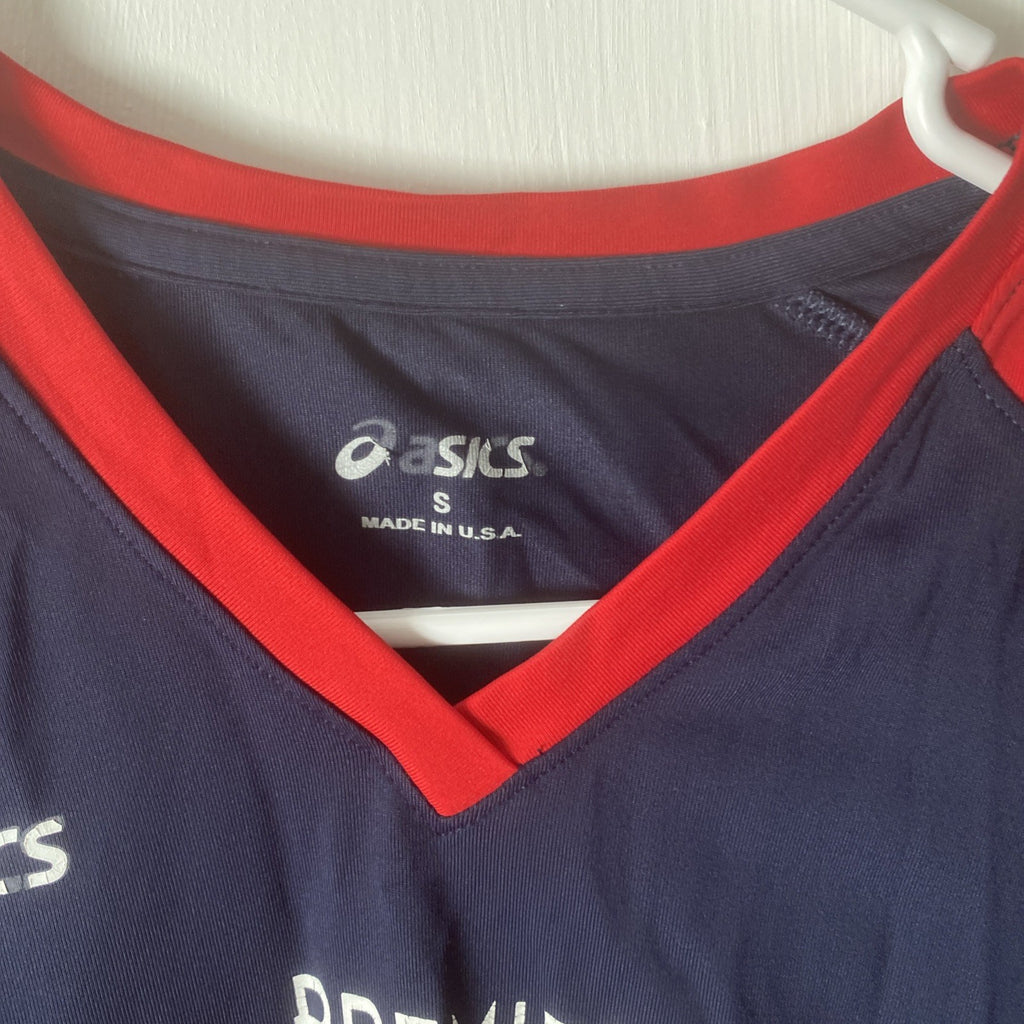 ASICS Womens Long Sleeve Volleyball Jersey | Blue/Red  Size Small