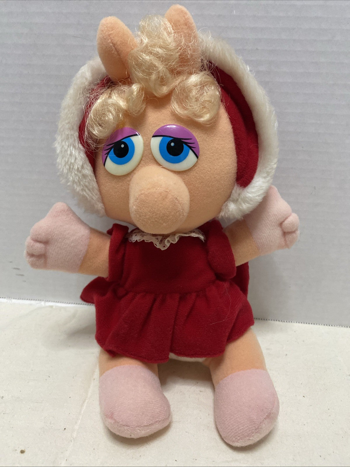 Vintage 1987 Muppet Babies Baby Miss Piggy Christmas Plush Doll Jim Henson 