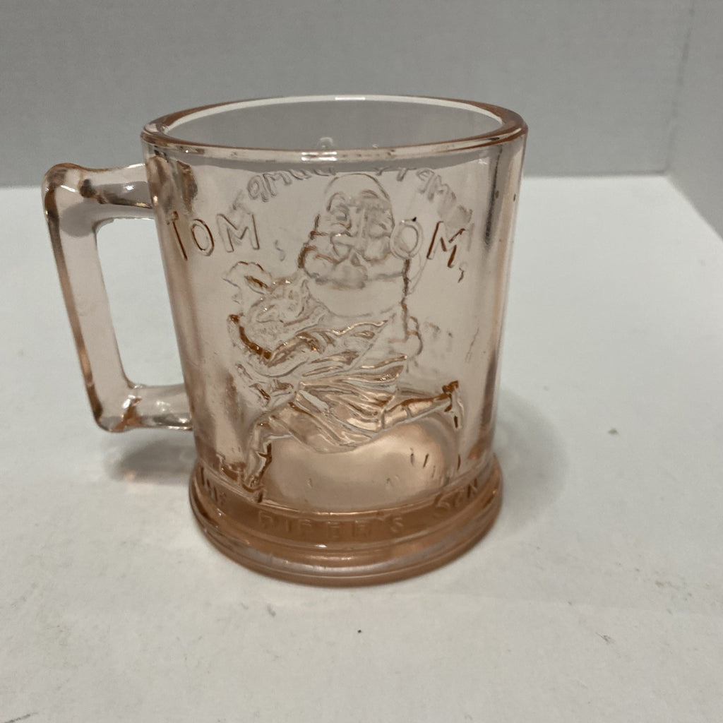 Vintage Pink Depression Glass Cup Mug Humpty Dumpty Tom Tom