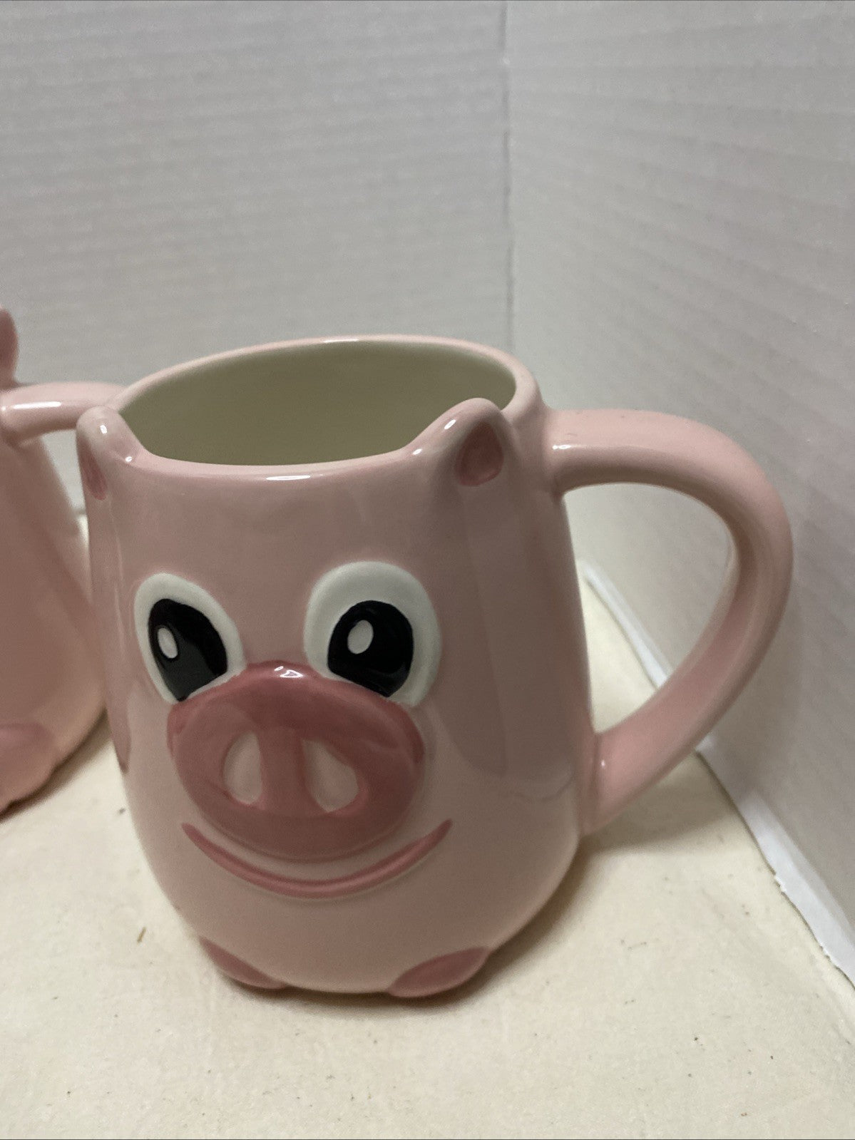 Pink Pig Mug 3D Piggy Shaped by Tag Figural Swine Collectible -Set Of 3