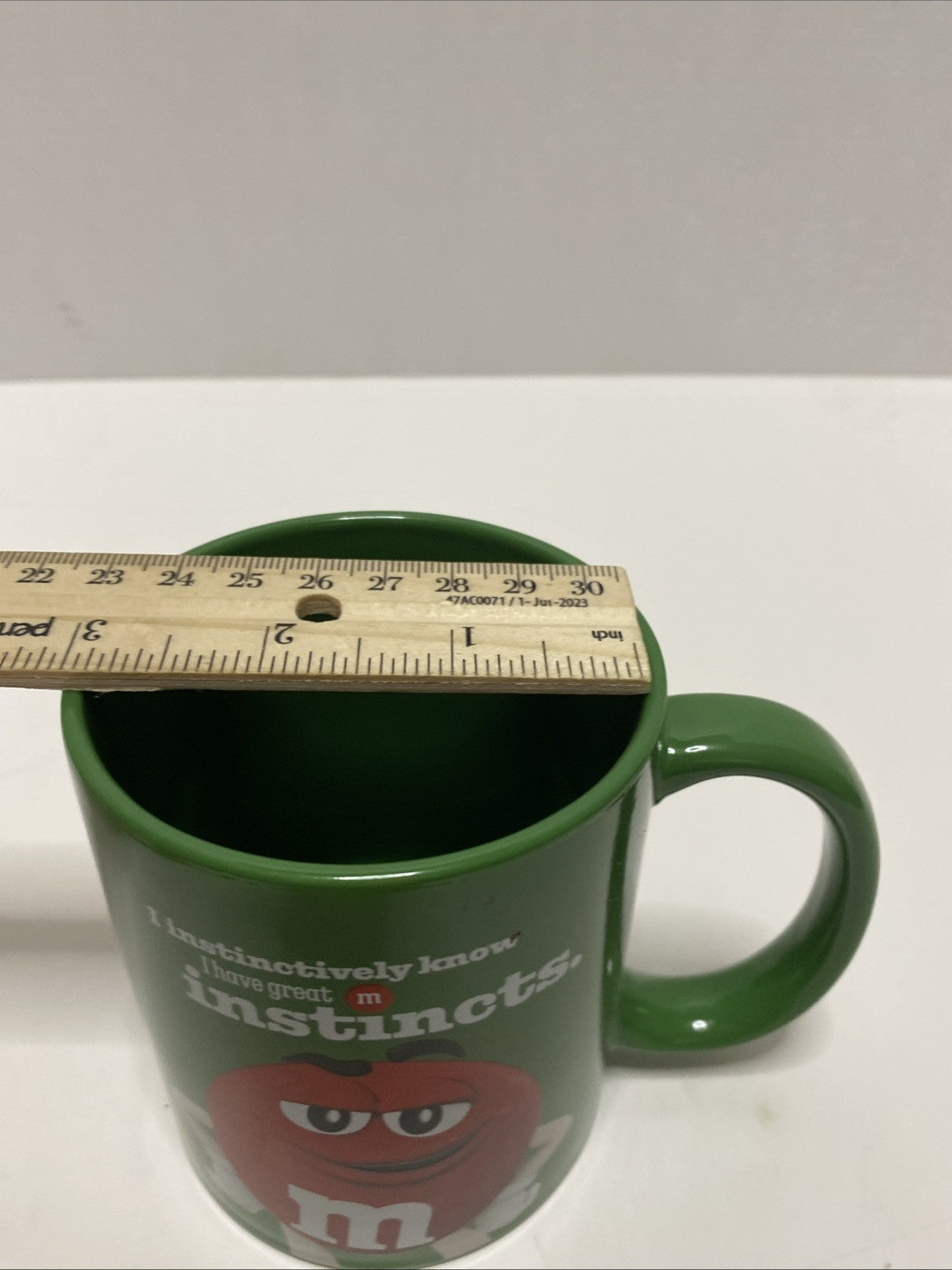 Collectible M&M Candy Green Coffee Cup Mugs -INSTINCTS-Excellent Condition- 12oz