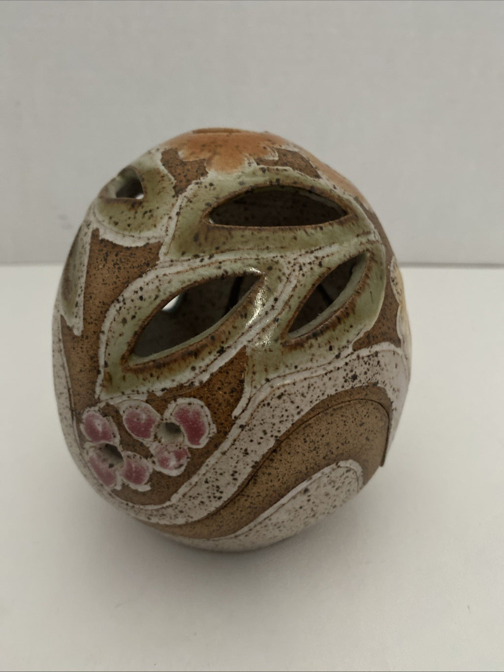VTG Judy Brater Pottery Tea Light Candle Holder Fairy Light Lamp Lantern Ceramic