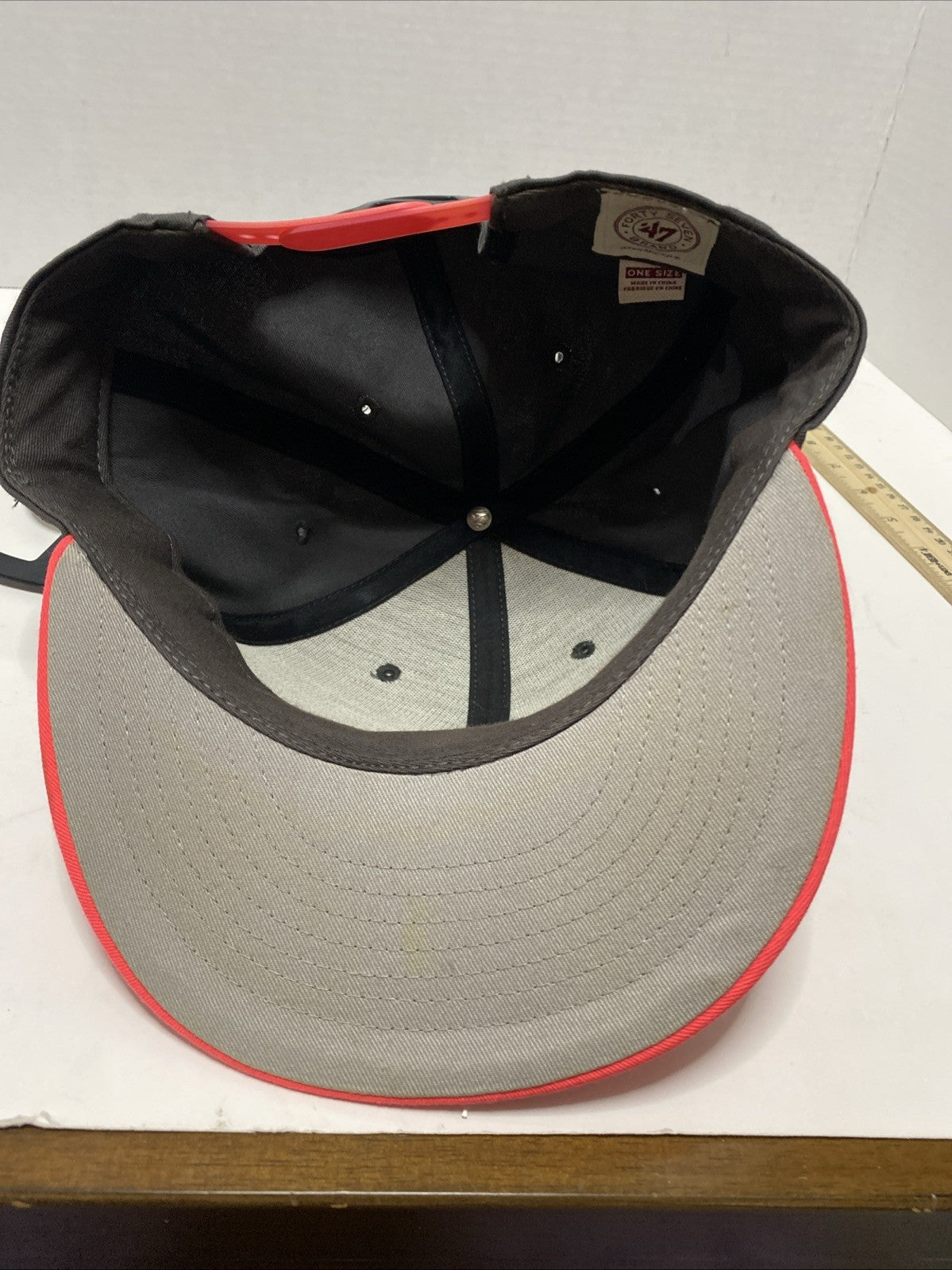 47Brand California Republic Snapback Hat Cali Bear Gray Cap with Pink Brim CLEAN