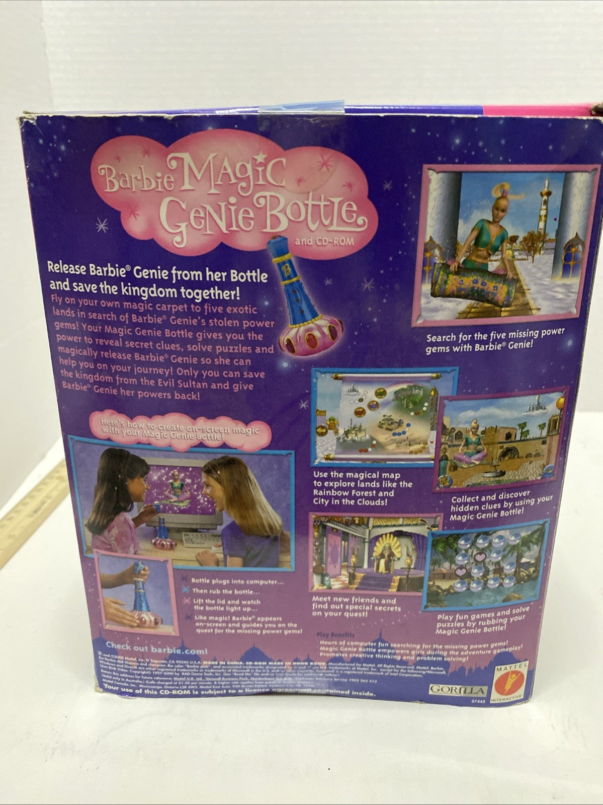 VTG 2000 Barbie Magic Genie Bottle Toy and CD ROM PC Game Mattel #27445 SEALED