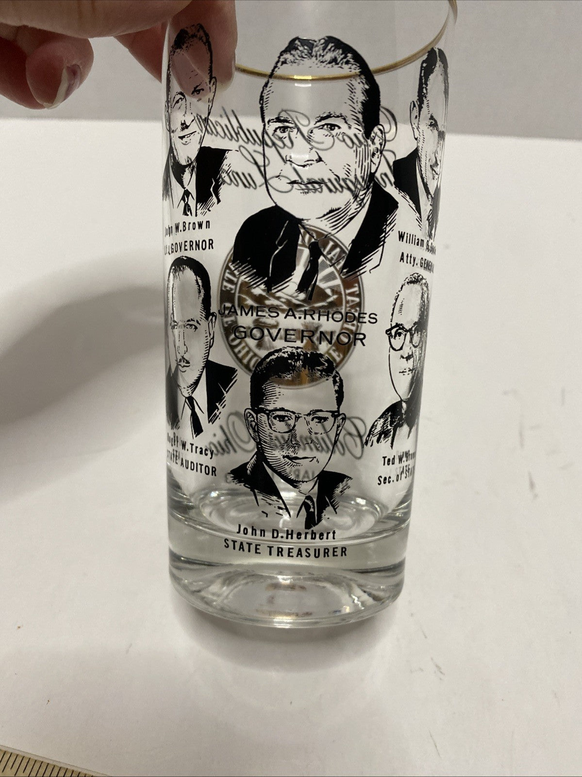 Vintage Republican Inaugural Luncheon Glass 1963 James Rhodes Governor