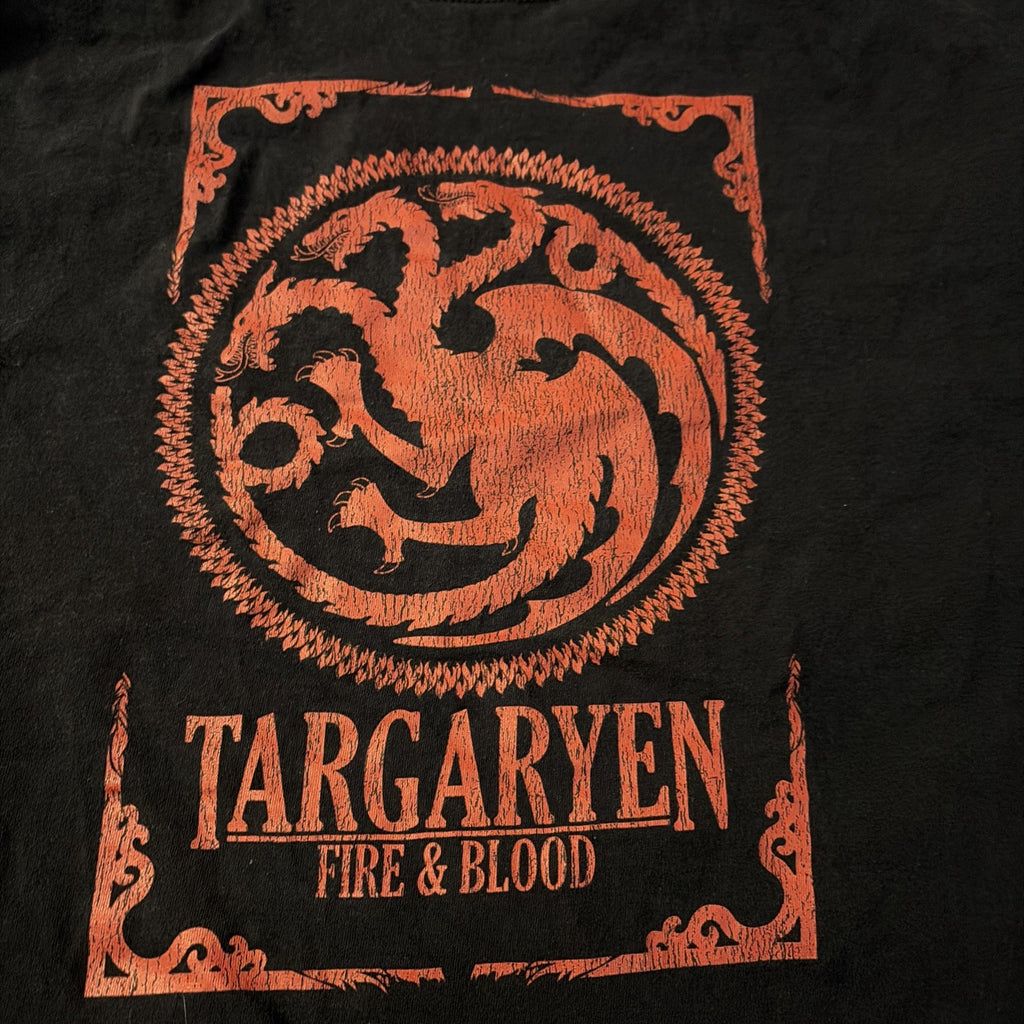 Game of Thrones Mens XL T-Shirt -  Targaryen Sigil Fire Blood Rectangle Image