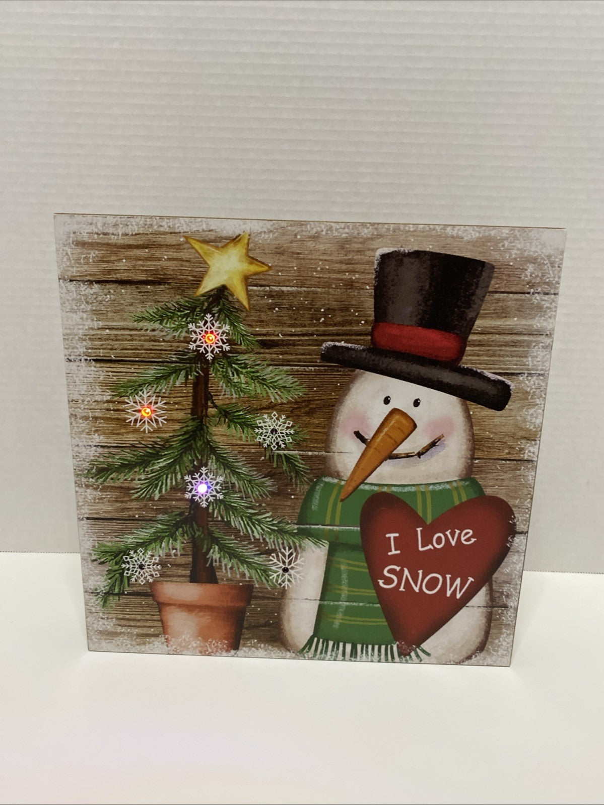 Snowman Christmas LED Lighted Canvas