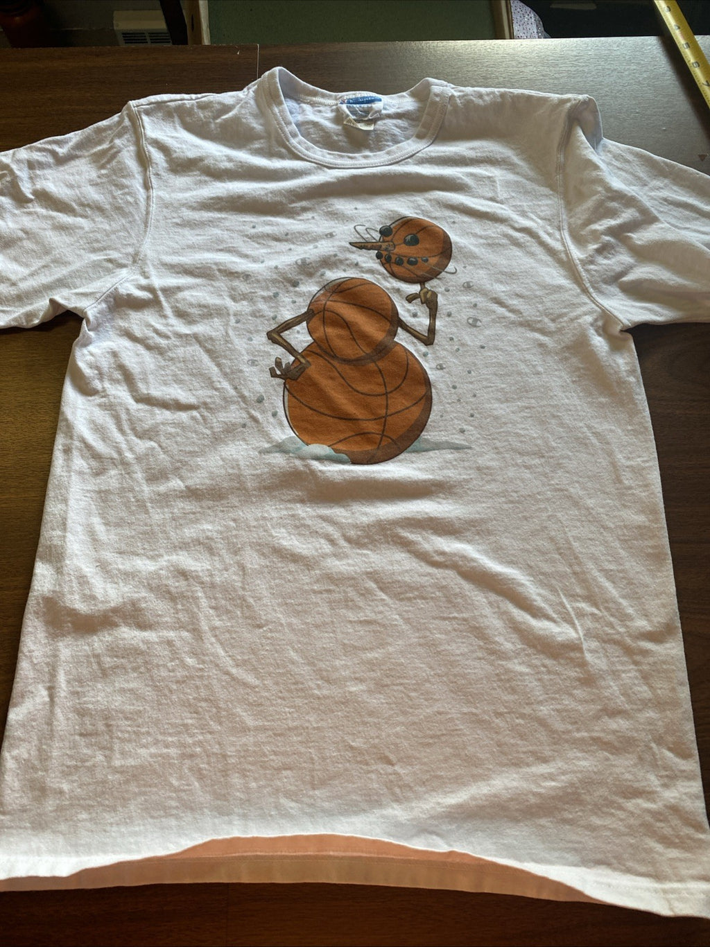 Champion Shirt Mens Large White Snowman Basketball Graphic Athletic Cotton VTG