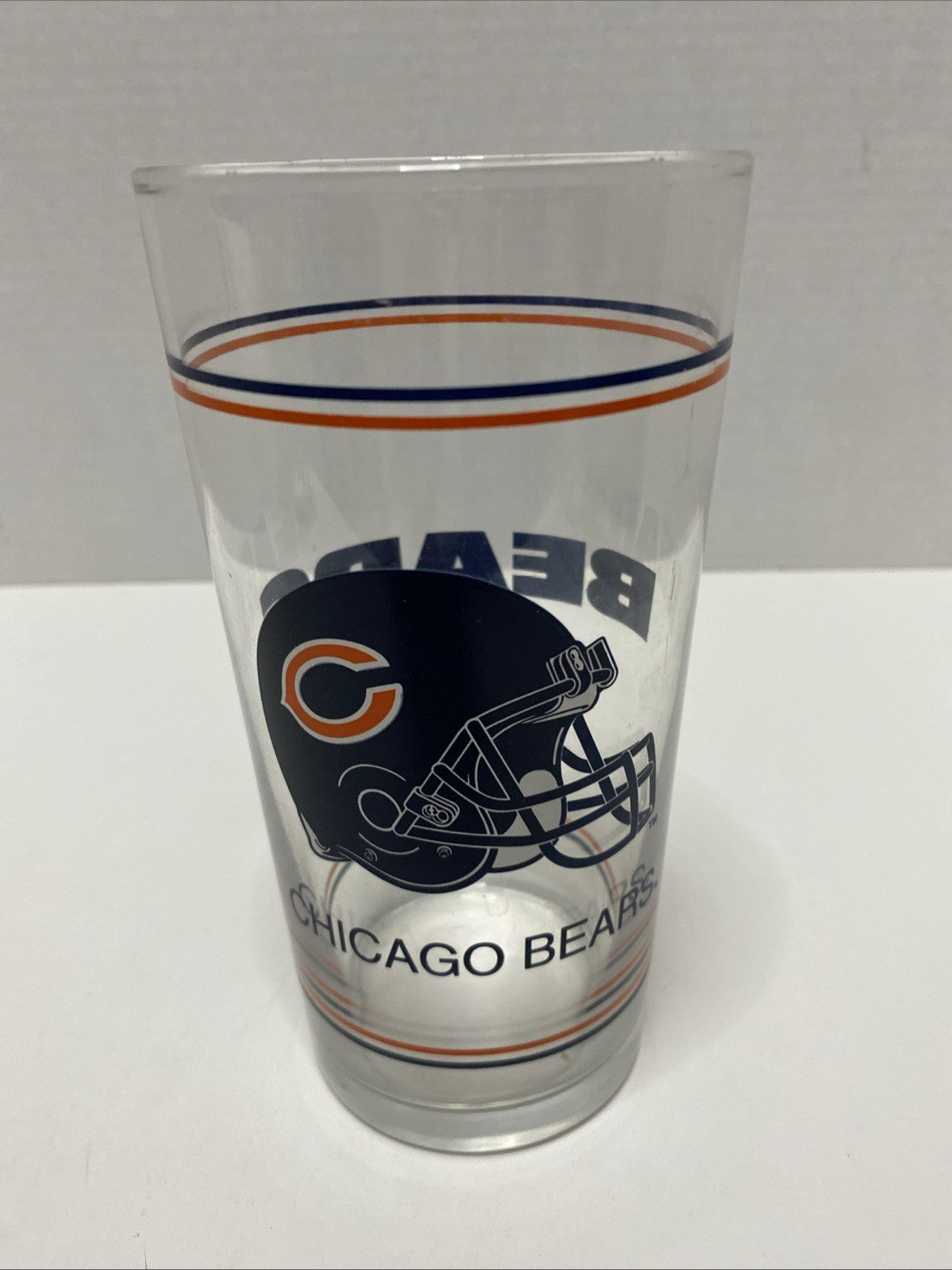 Chicago Bears 1980s Collector Tall Drinking Glass Mobil Gas Station Promotion