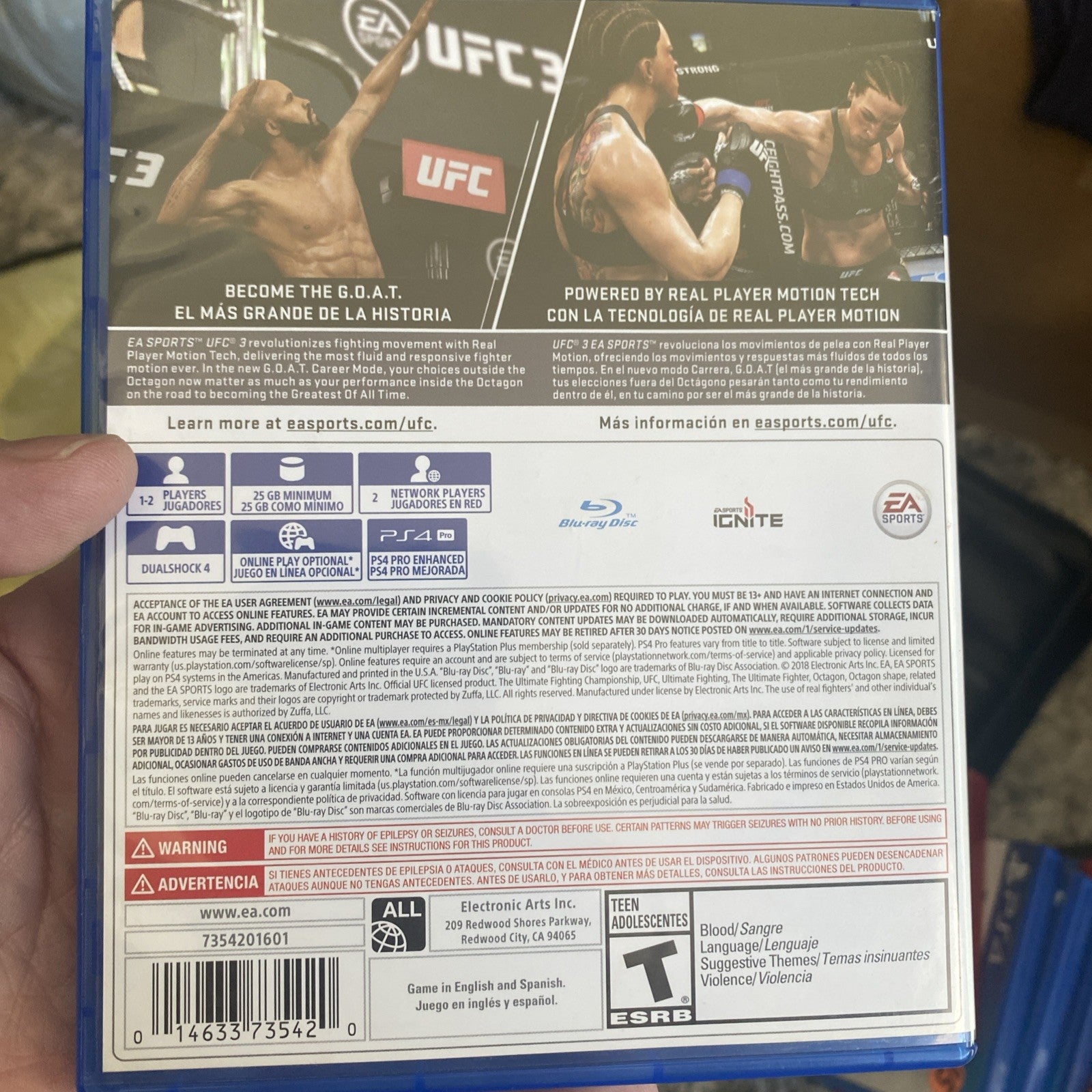 UFC 3 for Playstation 4 Free Shipping