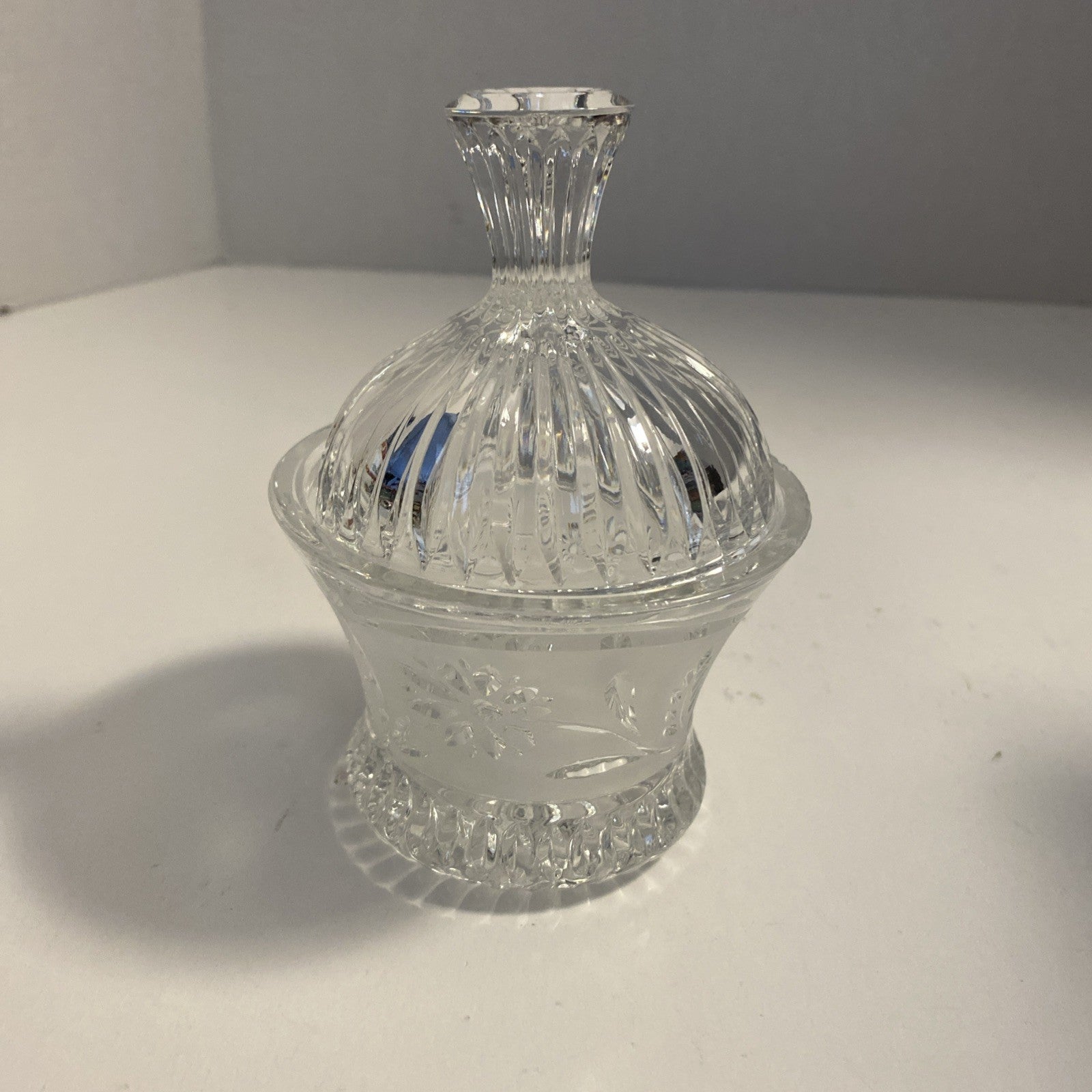 Margret By Lausitzer Clear/Frosted Lead Crystal Lidded Sugar Bowl-Flower/Star