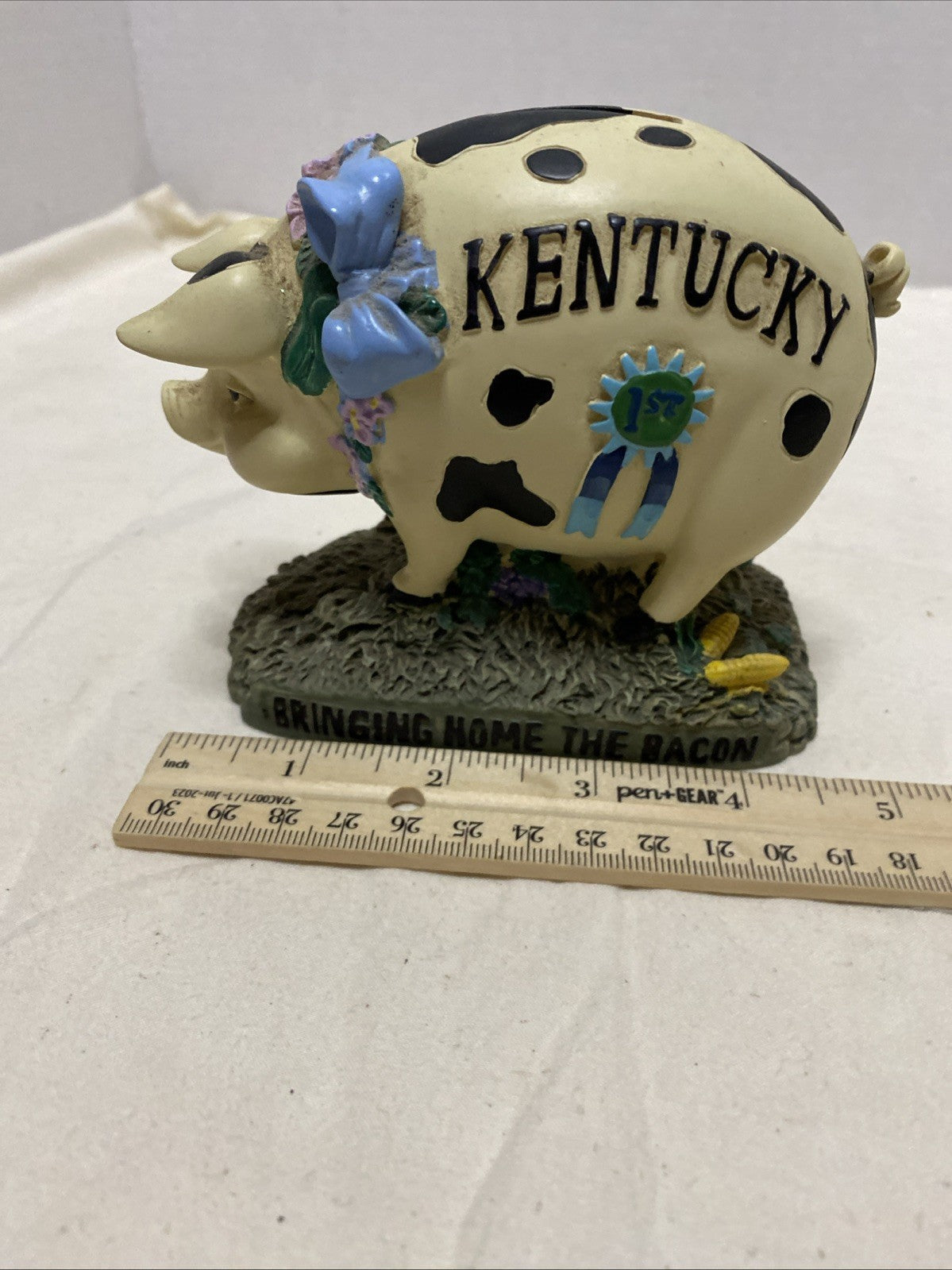 Vintage Kentucky Piggy Bank Fair 1st Place  Pig “Bringing Home The Bacon”