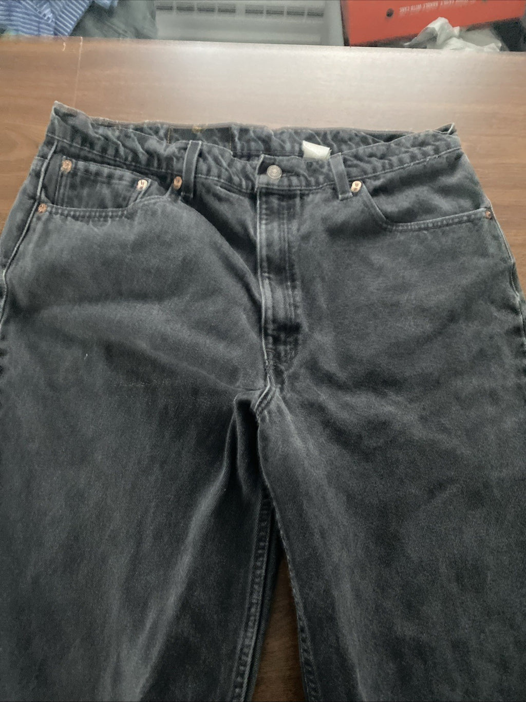 Levis 550 Mens Jeans Size 40x30 Relaxed Fit Black 100% Cotton Thick Material