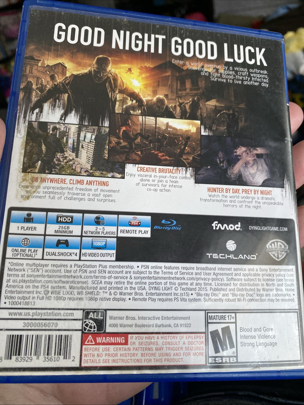 Dying Light (Sony PlayStation 4, 2015) Complete Used Tested