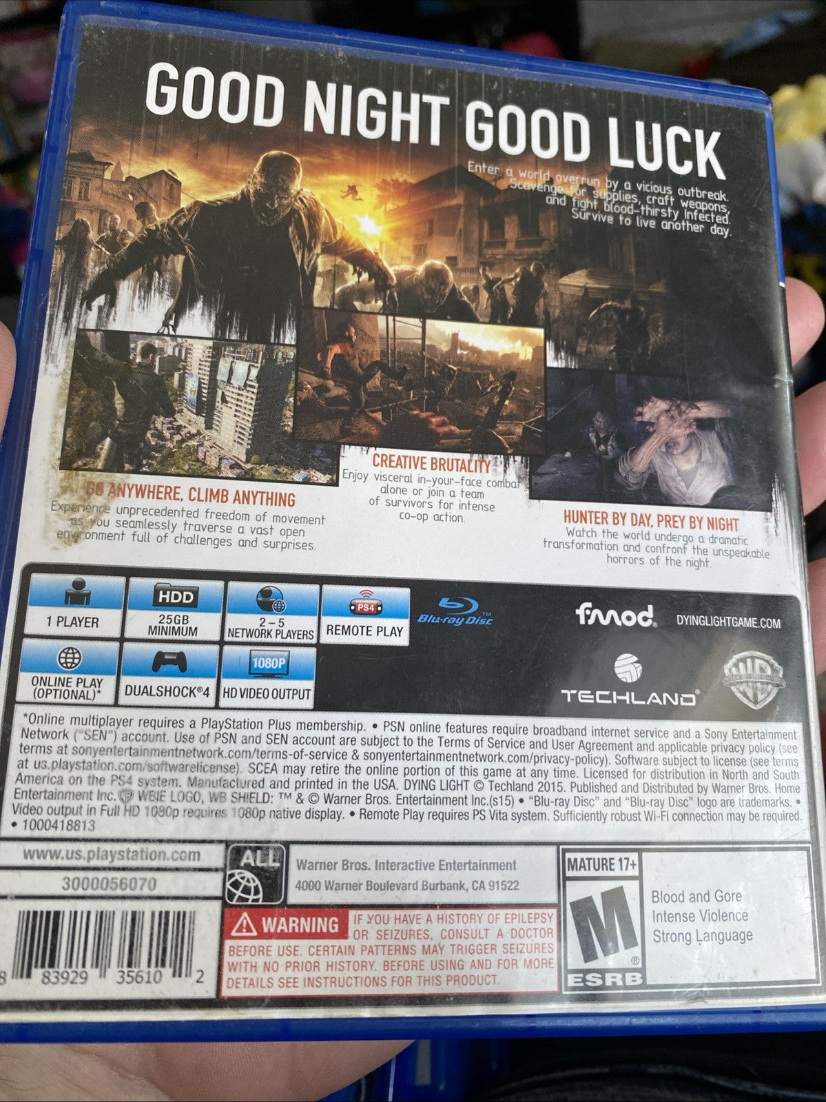 Dying Light (Sony PlayStation 4, 2015) Complete Used Tested