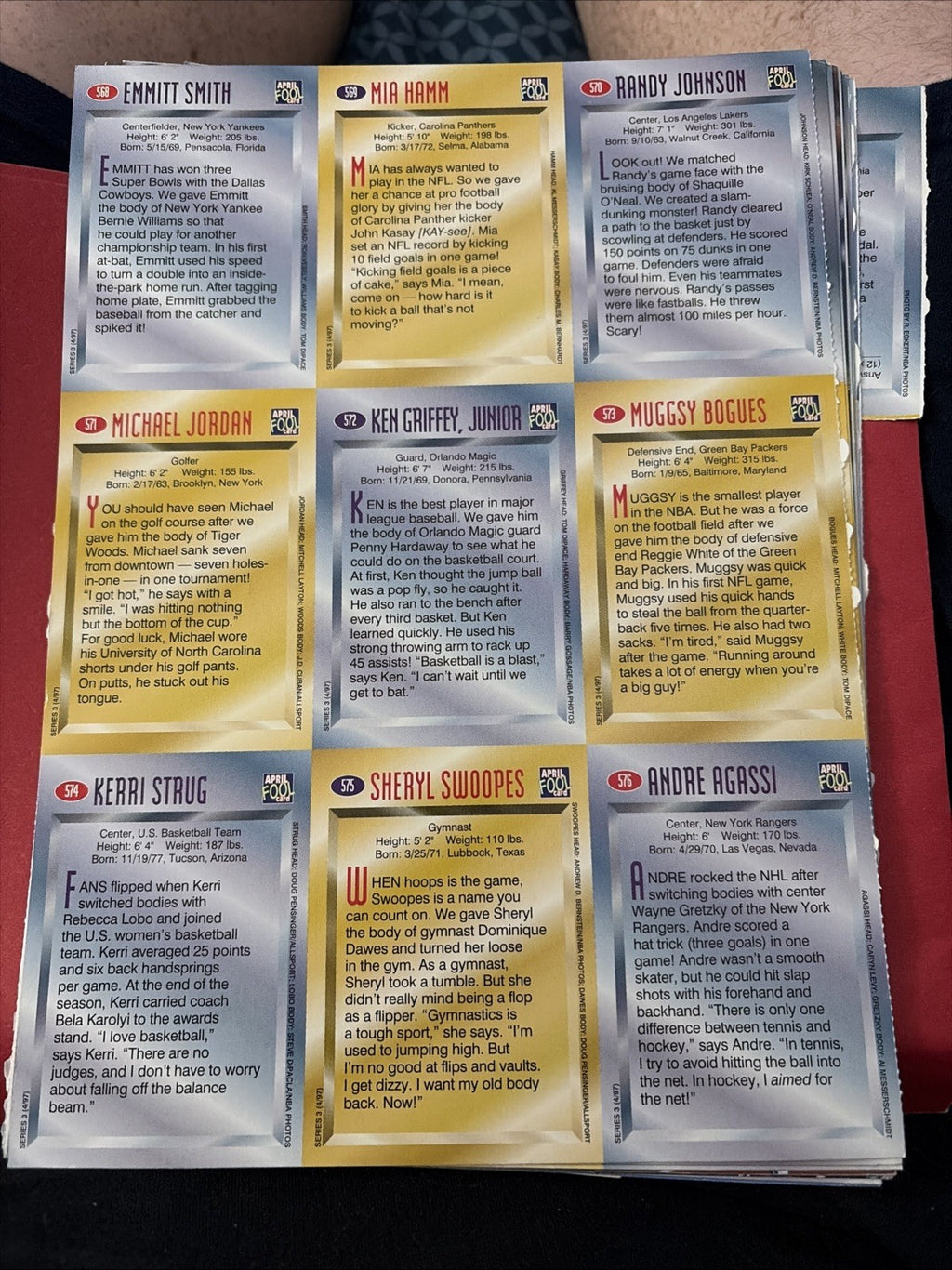 1997 Sports Illustrated For Kids Uncut Sheet April Fools Michael Jordan Griffey 