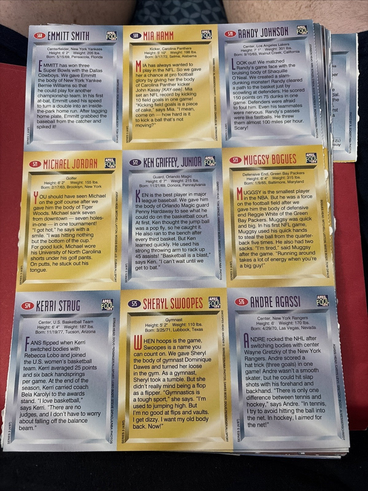 1997 Sports Illustrated For Kids Uncut Sheet April Fools Michael Jordan Griffey 