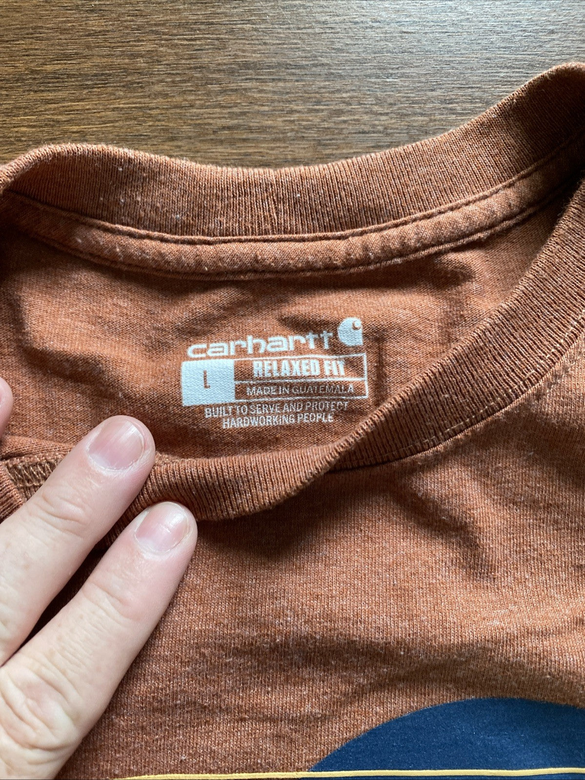 Carhartt Original Navy/ Rust Graphic Relaxed Fit - Large Tshirt Free Shipping