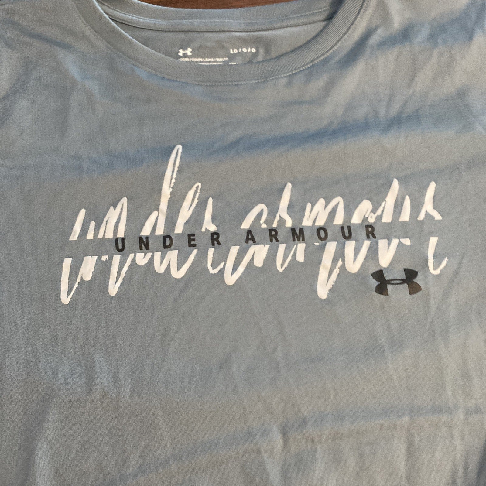 Under Armor Shirt Mens Large Gray Heat Gear Loose Fit Cotton Graphic Print