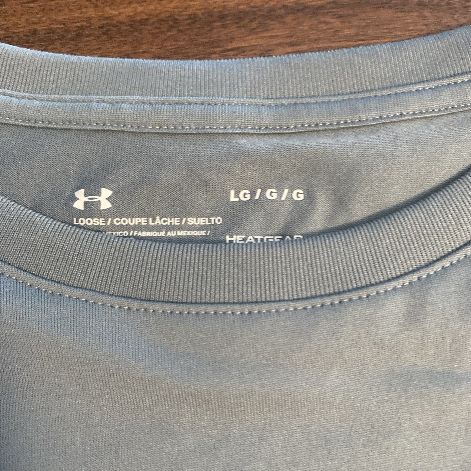 Under Armor Shirt Mens Large Gray Heat Gear Loose Fit Cotton Graphic Print
