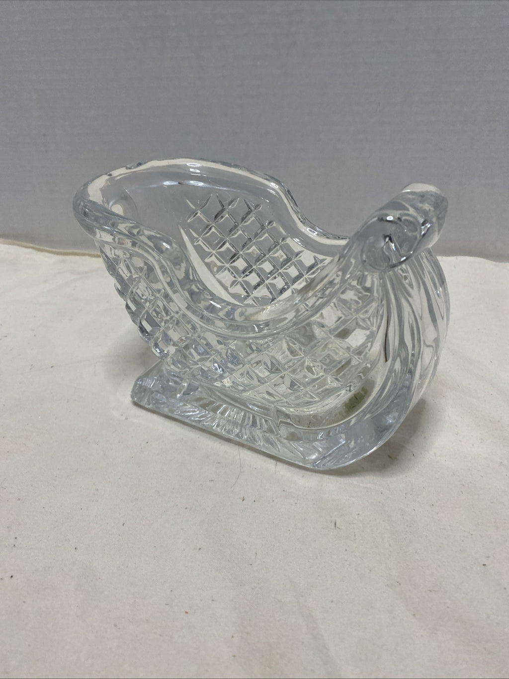 Vintage Crystal Glass Christmas Santa Sleigh/ Sled Candy Dish